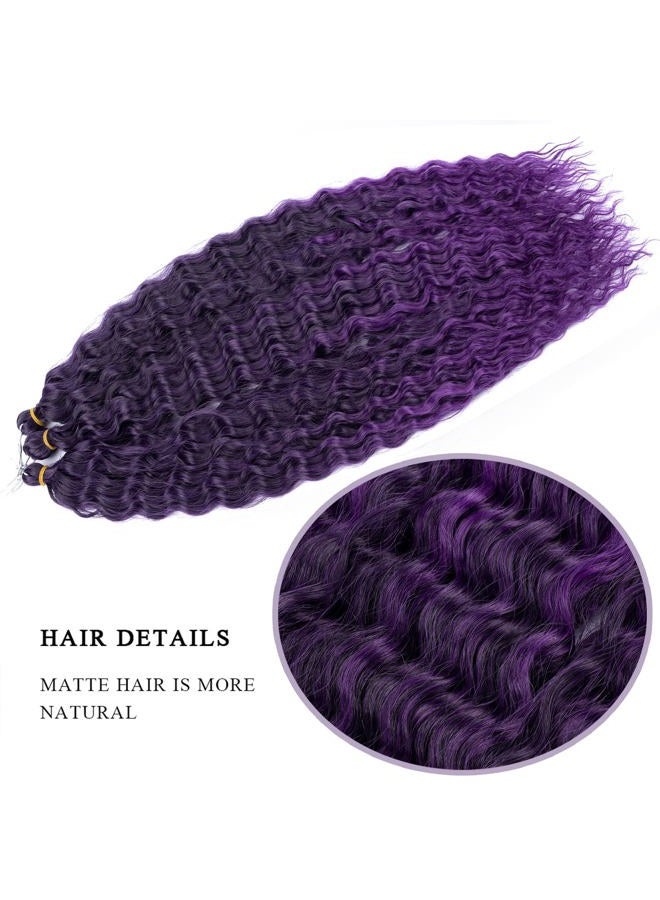 MAYSA Purple Crochet Hair Extensions 30inch Deep Wave Braiding Crochet Hair 6Packs Soft Synthetic Curly Crochet Hair Extensions for Women #1BTpurple - Image 3
